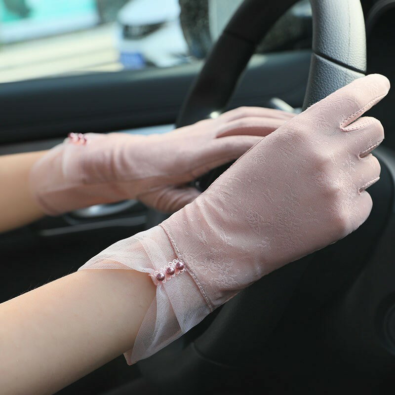 司機防曬手套夏季薄款蕾絲冰絲開車觸屏中長款女護臂手袖夏天戶外