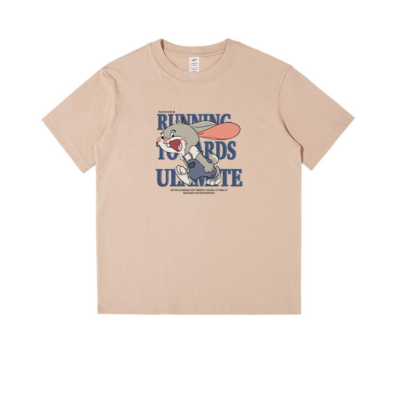 【喜挖】日系卡通印花短袖T恤男寬鬆潮牌夏季ins兔子情侶休閒半袖體恤上衣 4