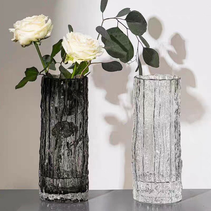 【滿299出貨】加厚ins風極凍冰川花瓶玻璃 透明插花瓶玫瑰鮮花客廳餐桌擺件