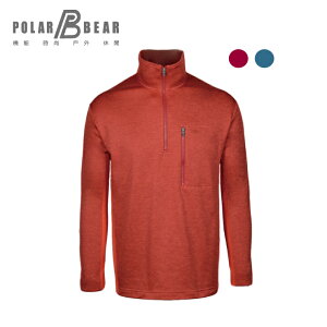 【POLAR BEAR】男彈性麻彩吸濕排汗快乾刷毛立領開襟衫-15T35