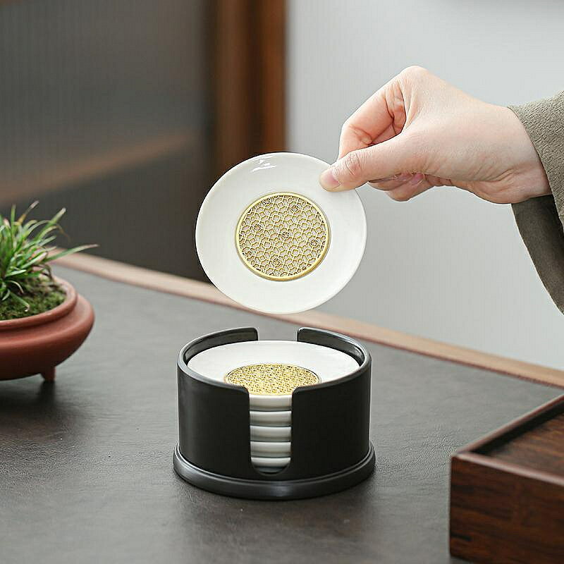 茶具 陶瓷日式杯墊創意隔熱墊子辦公室功夫茶具配件家用防滑防燙茶杯託