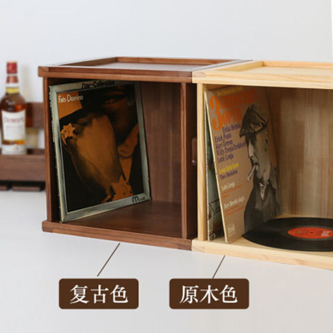公司貨 免運 超低價 實木黑膠唱片LP收納箱黑膠架桌面黑膠唱片收納架CD架黑膠收藏箱 快速發貨