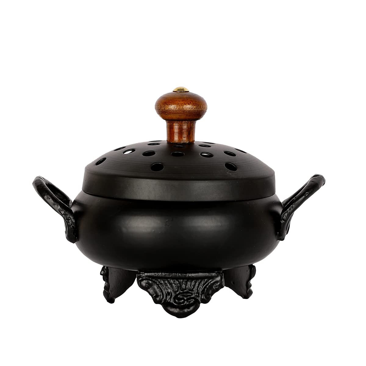 [綺異館] 印度製 香爐 鐵製 質感黑 天然薰香樹脂 / 香粉使用 香台 碳餅用 resin brass-IR02