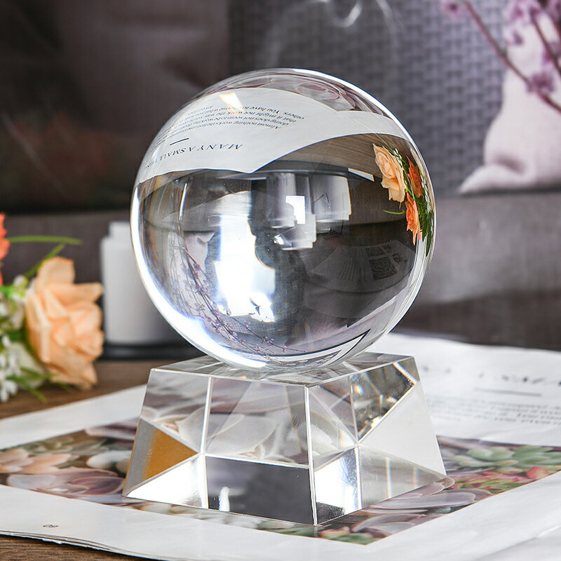 特價招財水晶球擺件家居裝飾品辦公桌面擺件球全透明能量白水晶球