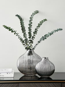 輕奢電鍍玻璃花瓶擺件現代創意客廳干花插花餐桌樣板間裝飾品