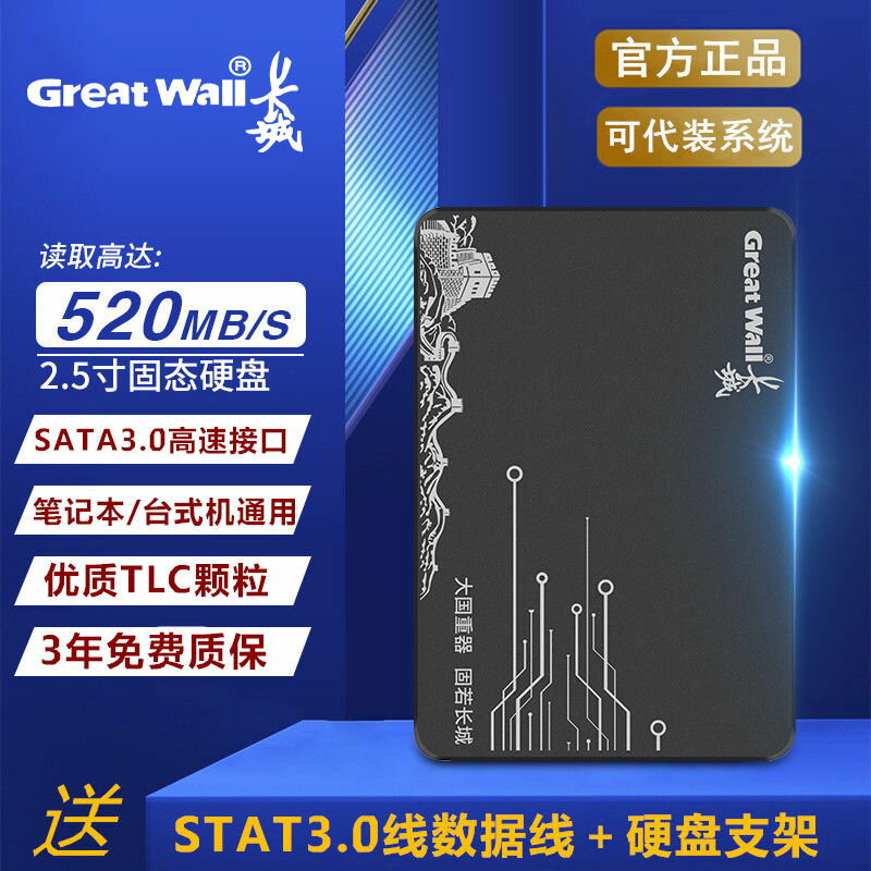 【827.7萬人收藏該品牌】長城256G固硬盤512G/1TB臺式機電腦筆記本SSD批發正品240G固態盤-享樂