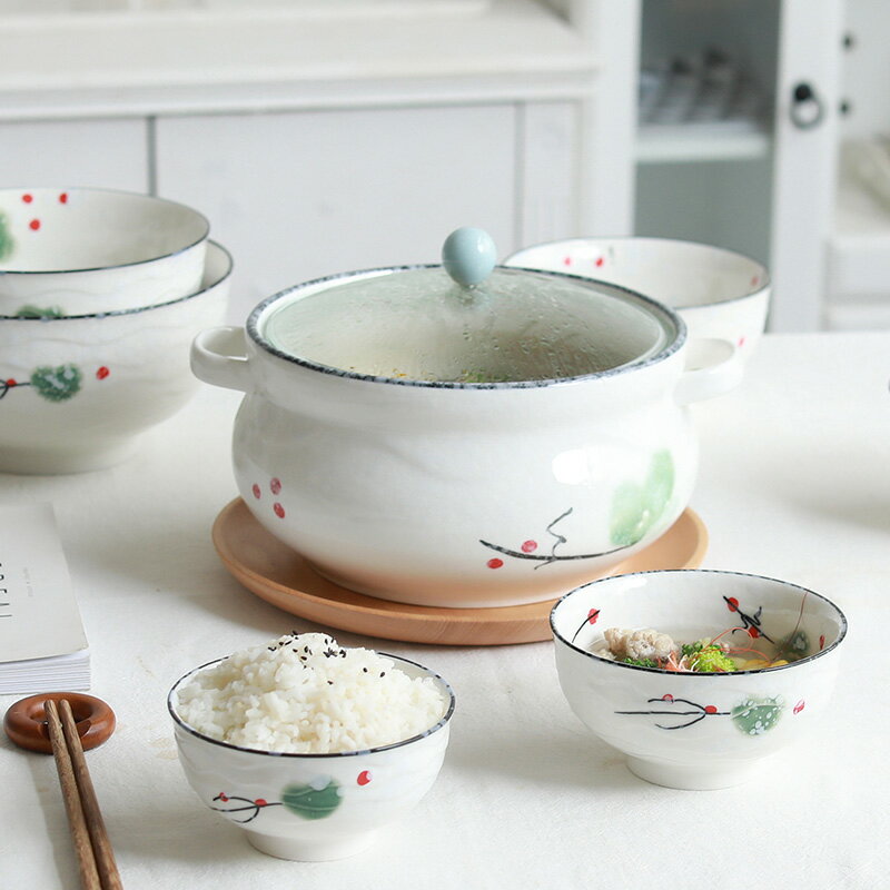 家用吃飯碗景德鎮陶瓷面碗大號飯碗裝湯碗創意簡約日式釉下彩餐具