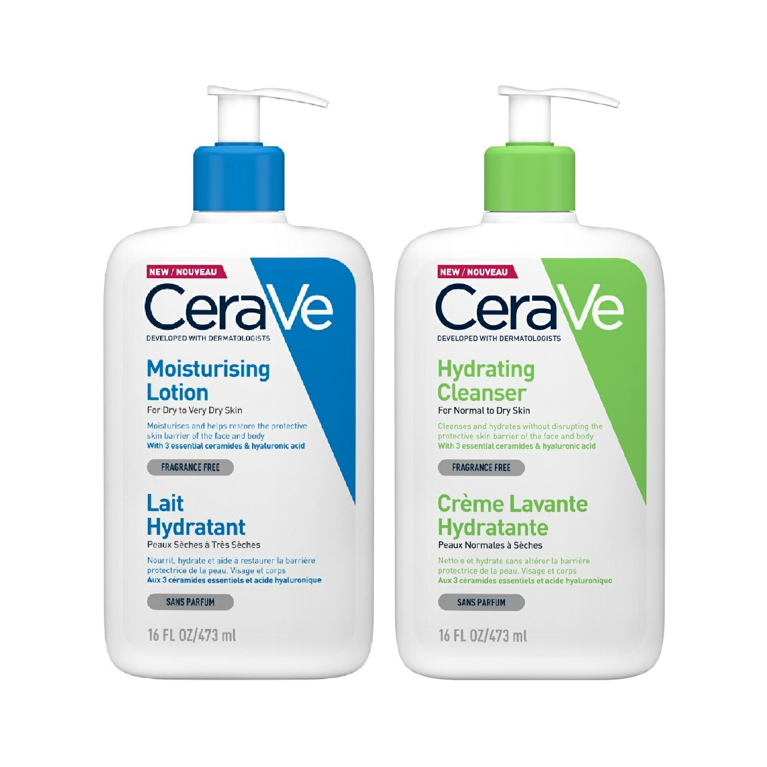 【敏肌85折組】CeraVe適樂膚 長效清爽保濕乳473ml+輕柔保濕潔膚露473ml【美十樂藥妝保健】