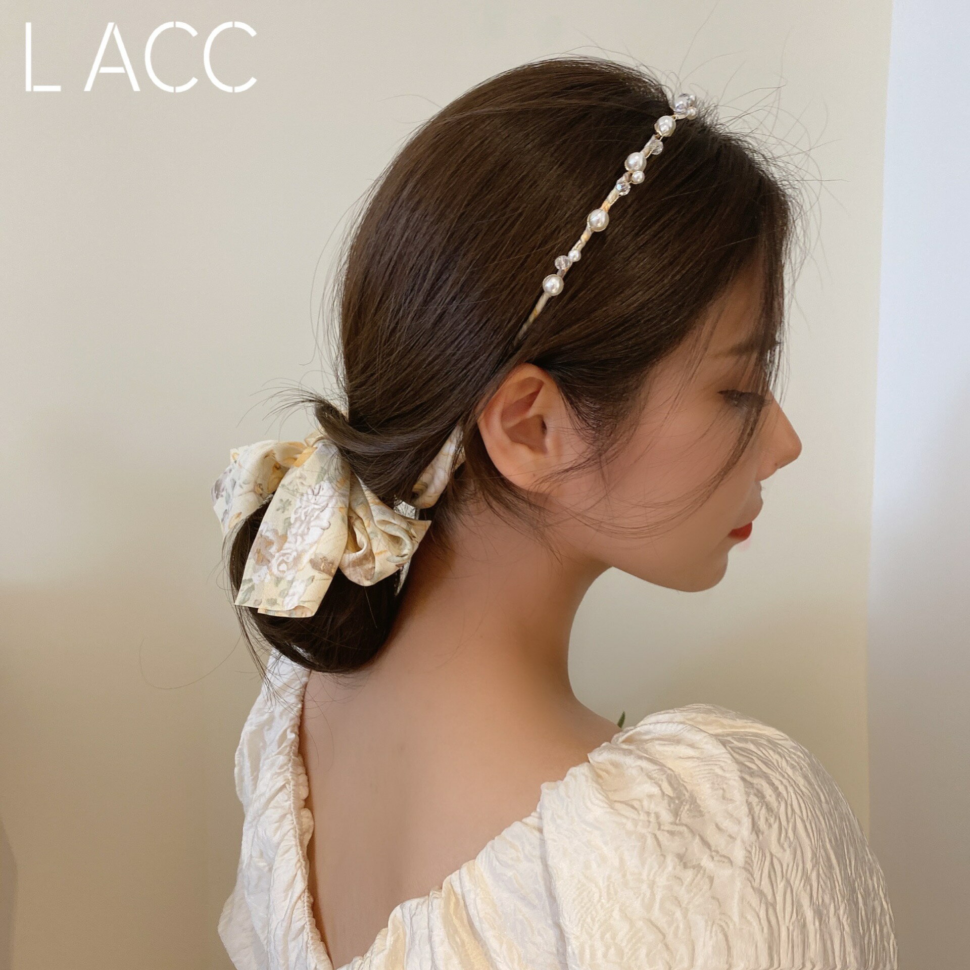 法式蝴蝶結珍珠水鉆交叉發箍法式優雅頭箍發卡頭箍壓發頭飾
