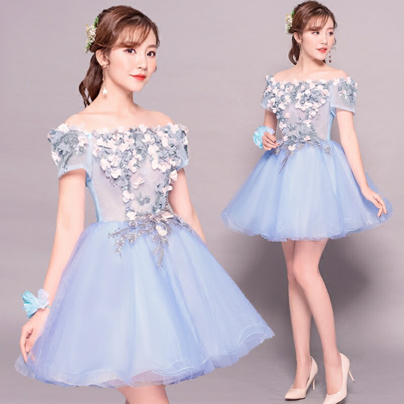 小禮服演出服伴娘服主持人藝考禮服女新款年會晚禮服影樓彩紗