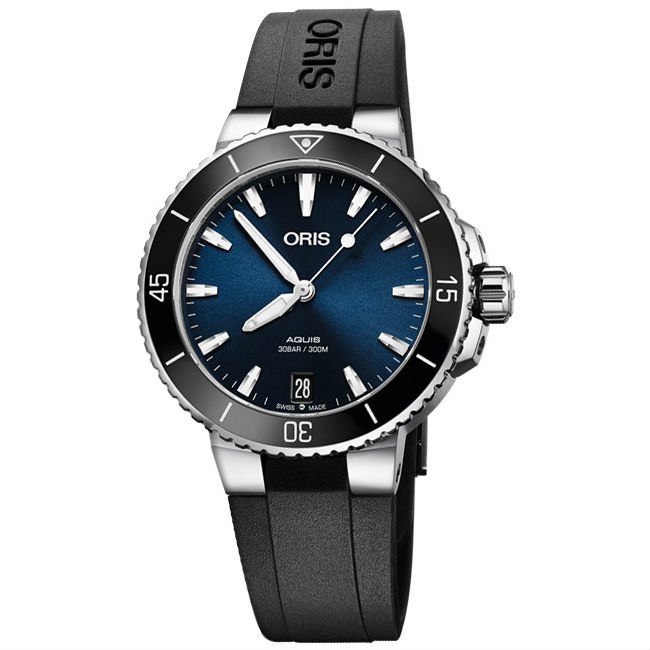 ORIS 豪利時 Aquis 時間之海系列潛水機械腕錶 0173377314135-0741864FC 黑 藍 36.5mm