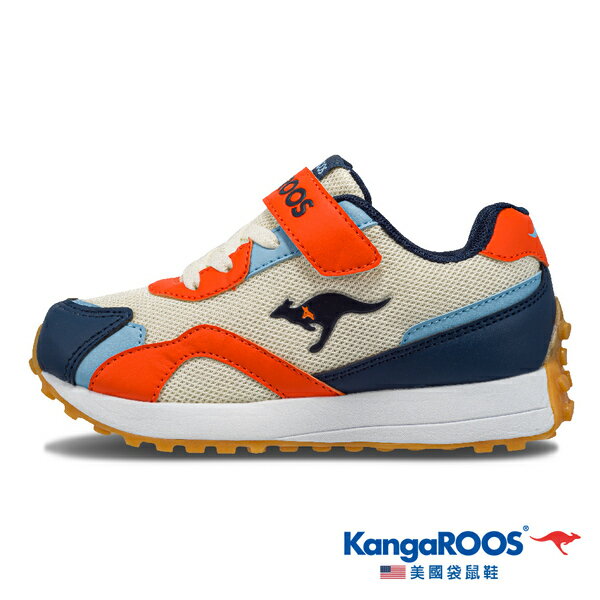 KangaROOS美國袋鼠鞋 童鞋 RUNNER 經典復古 運動跑鞋 [KK31832] 米/橘/藍【巷子屋】