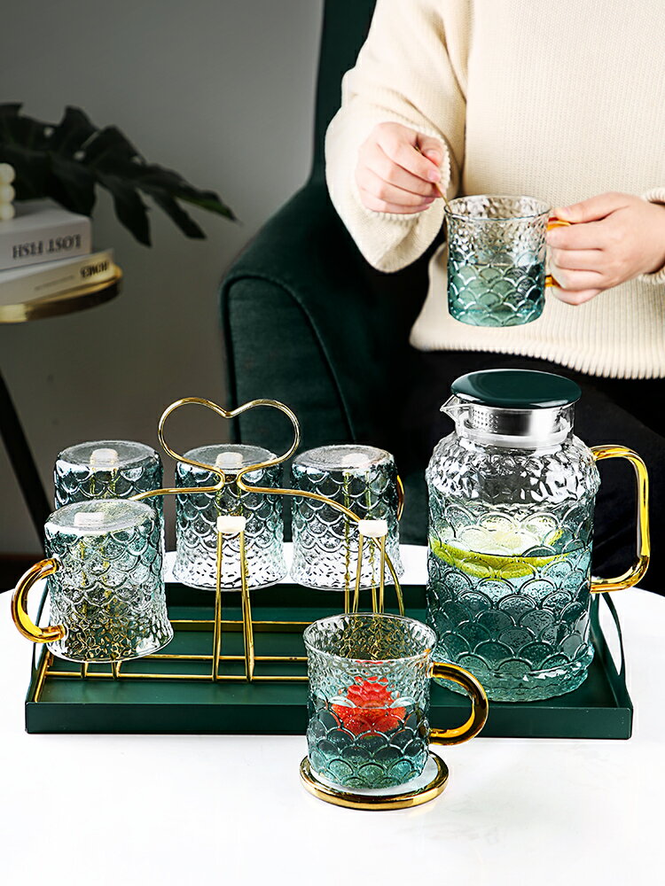 玻璃冷水壺家用套裝夏客廳耐高溫燒涼白開水杯子大容量泡茶壺水瓶