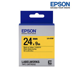 EPSON LK-6YBP 黃底黑字 標籤帶 粉彩系列 (寬度24mm) 標籤貼紙 S656404