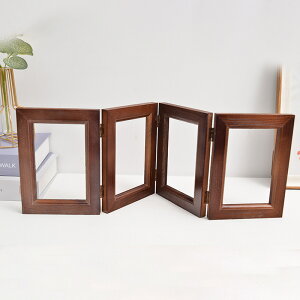 木質相框複古木相框家用擺颱折疊相框畫框藝術擺件幹花DIY畫框