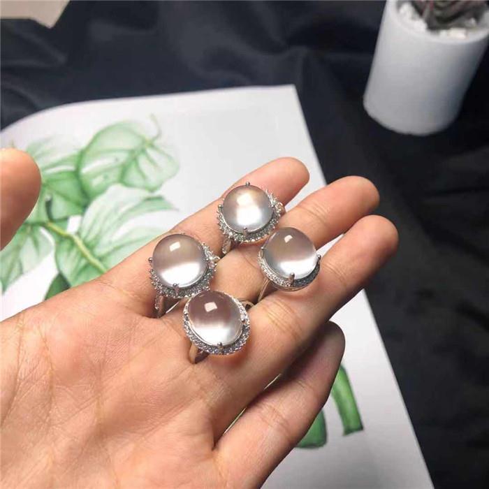 緬甸伴生石天然水沫玉戒指古法金個性簡約氣質時尚起熒光指環女戒
