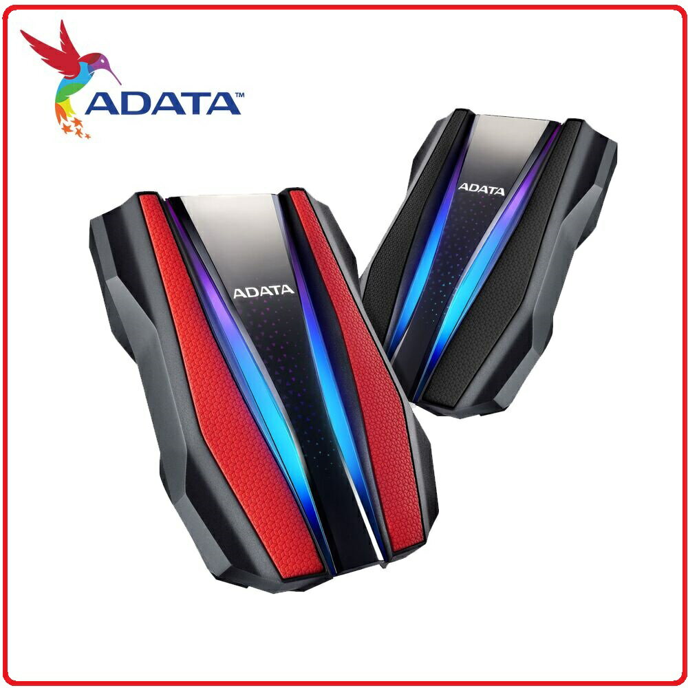 【2020.8 首顆RGB耐用型三防外接式硬碟】ADATA威剛 HD770G RGB 2TB 2.5吋軍規防水防震行動硬碟 紅 黑 兩色款