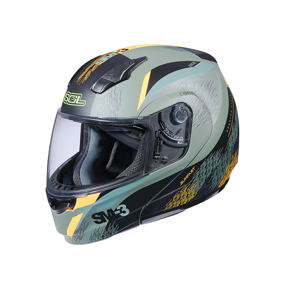 【SOL Helmets】SM-3可掀式安全帽 (流星 消光綠/橘) ｜ SOL安全帽官方商城