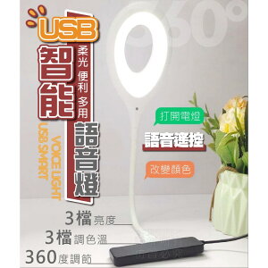 台灣現貨 USB智能語音燈 智能聲控燈 三色燈光 LED檯燈 USB即插即用 小夜燈 日光燈 小檯燈 床頭燈 多用途