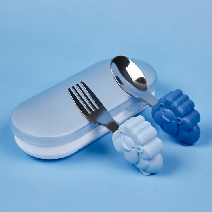 《台灣現貨》奶油獅316不鏽鋼學習湯叉組(送收納盒) 8