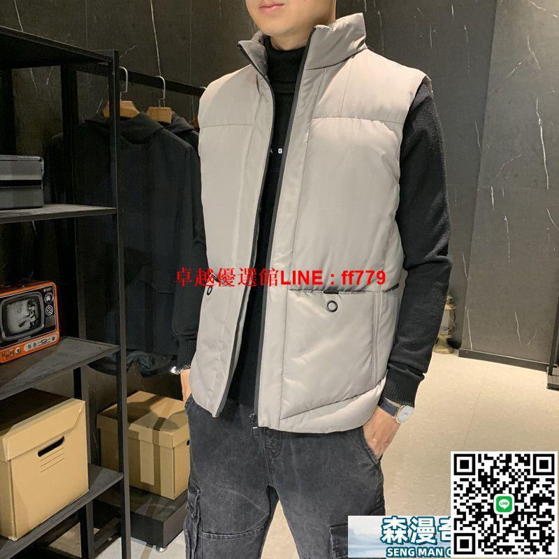 【卓越優選館】羽絨馬甲男 背心外套男 休閑時尚羽絨棉馬甲背心男秋冬新款立領馬夾韓版修身外套運動大碼