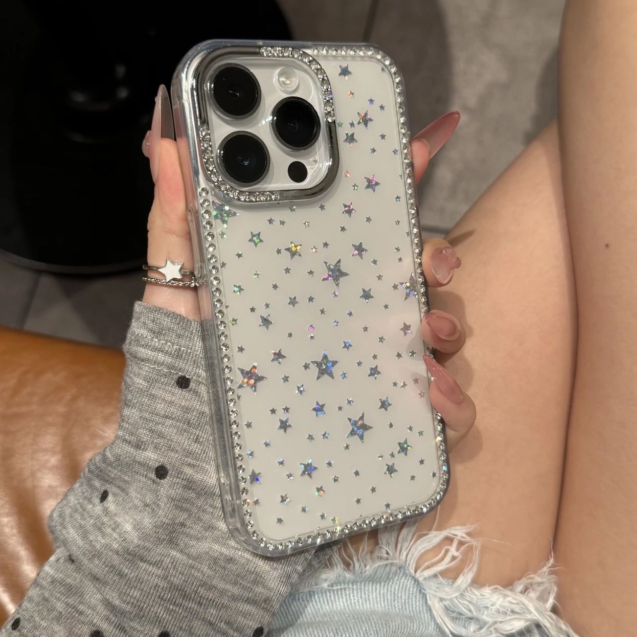 免運 公司貨 保護殼 高顏值適用蘋果17promax手機殼 閃鉆星星輕奢iphone16高級保護套15 HZGZ01191