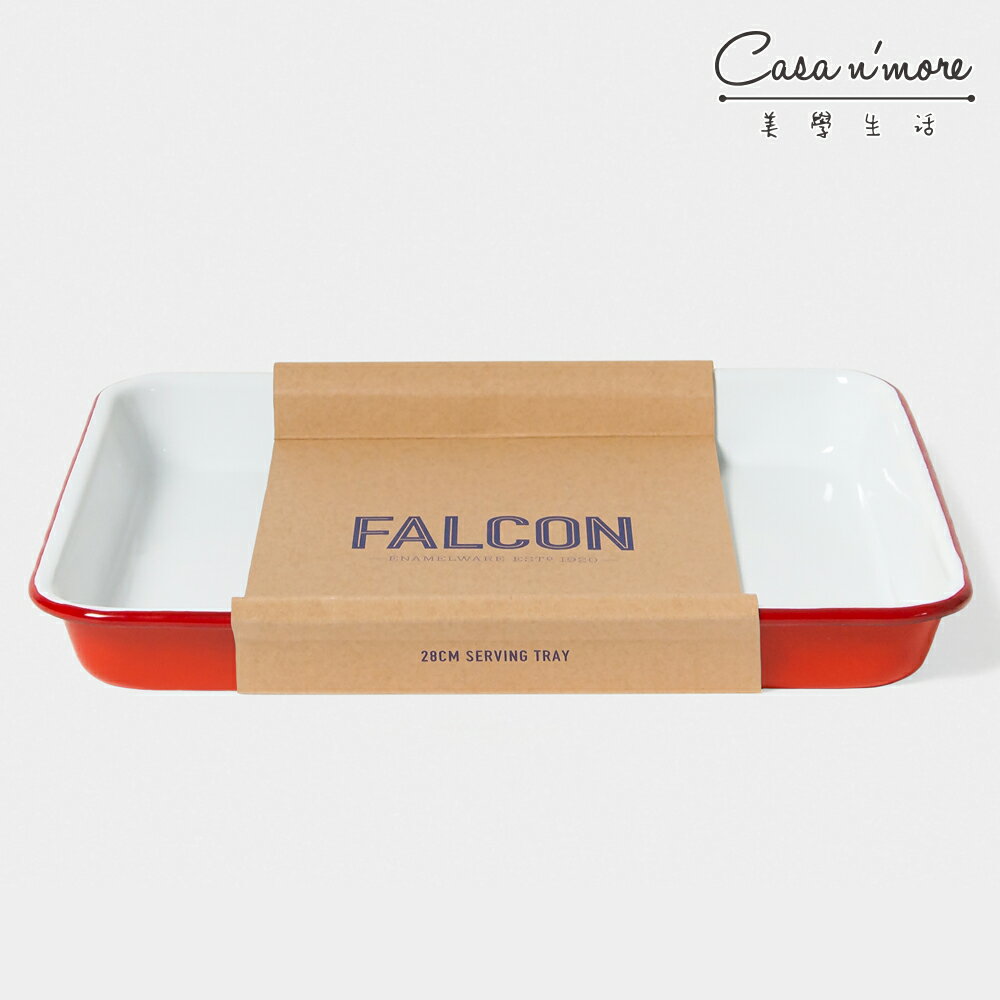 英國 Falcon獵鷹琺瑯 琺瑯托盤 琺瑯盤 方盤 紅白【$199超取免運】