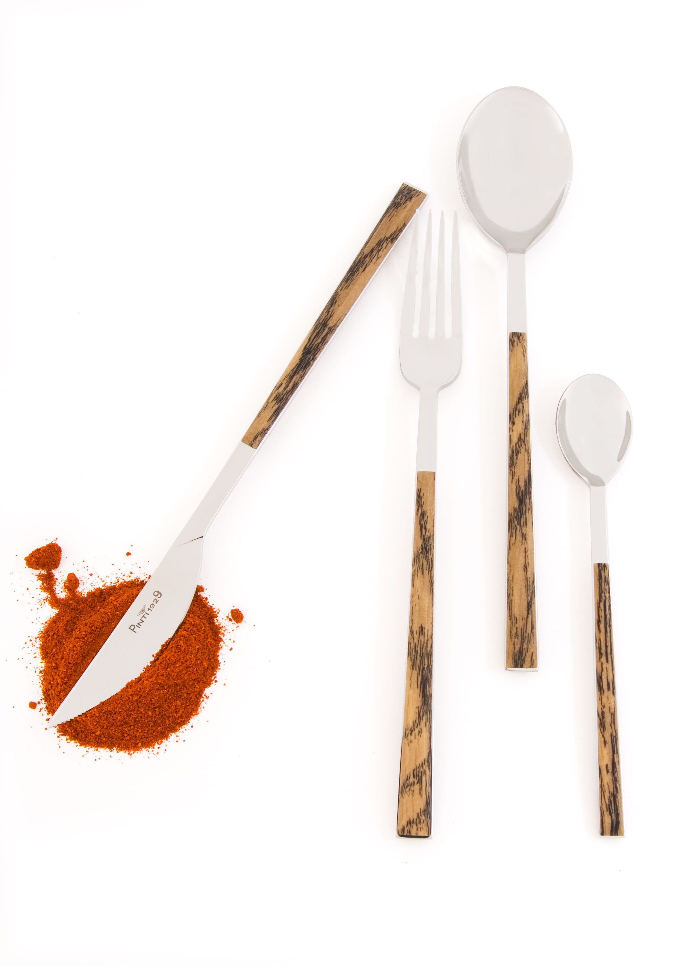 義大利Pintinox 個人四件餐具組-主餐刀+叉子+湯匙+咖啡湯匙(仿非洲崖豆木深咖褐)