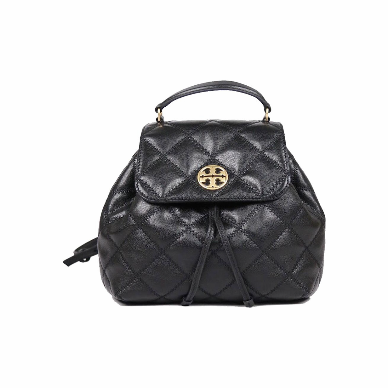精選★TORY BURCH 復古簡約方格走線雙T金屬徽標 女款小號皮革揹包雙肩包 137410~【母親節禮物★菲尼斯 國際精品3折起 春夏新品 換季下殺】