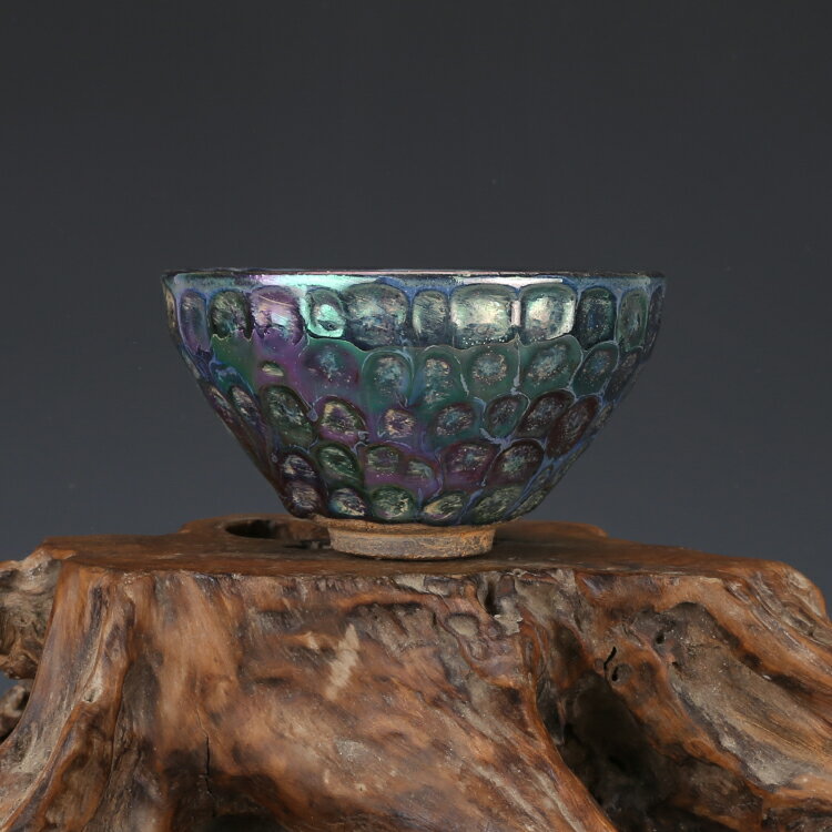 宋建窯七彩光珍珠斑茶碗 古董真品古玩收藏包老保真窖藏老貨擺件