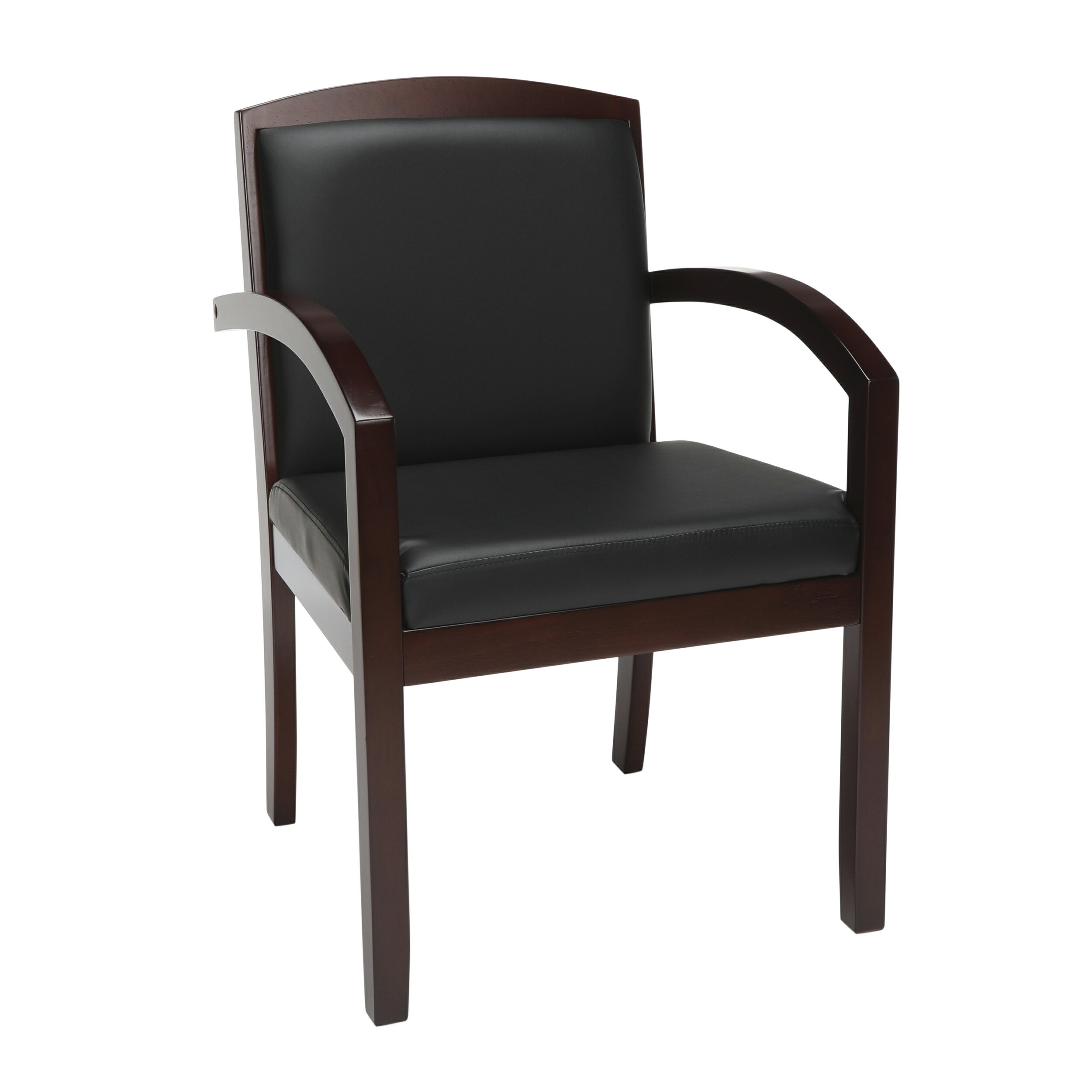 Office Essentials: HON Topflight Wood Guest Chair, SofThread Leather ...