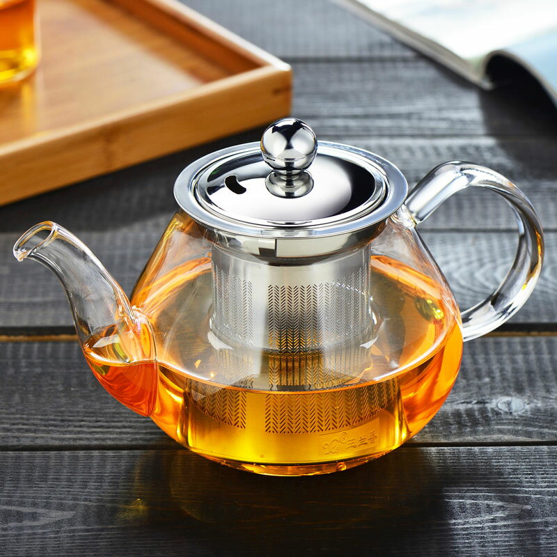 紅茶泡玻璃茶壺耐高溫加厚泡茶壺 不銹鋼過濾耐熱玻璃水壺花茶壺