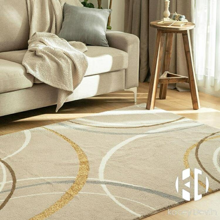 現代簡約客廳地毯北歐加厚臥室地毯家用大面積幾何可定制機洗地墊【聚物優品】