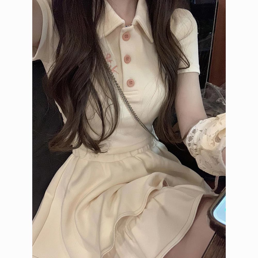 短袖套裝半身裙純欲風甜辣妹蝴蝶結上衣時尚兩件套裝女夏季【倪醬】