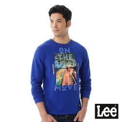 Lee URBAN RIDERS圓領圖騰長袖T恤-男款-藍