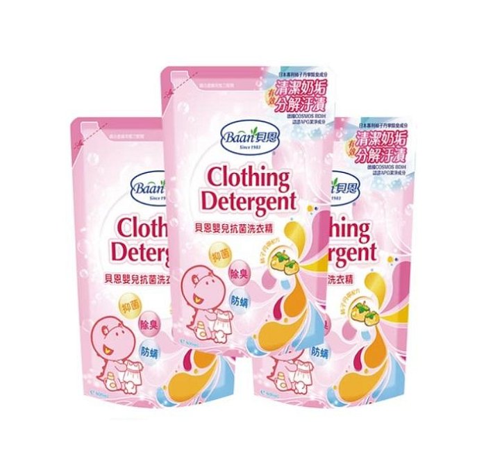 貝恩 BAAN 嬰兒抗菌洗衣精補充包800ml(4716357212817)x3包 359元