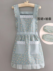 韓版家用廚房做飯圍裙女士時尚新款帆布透氣耐磨上班工作餐飲日系