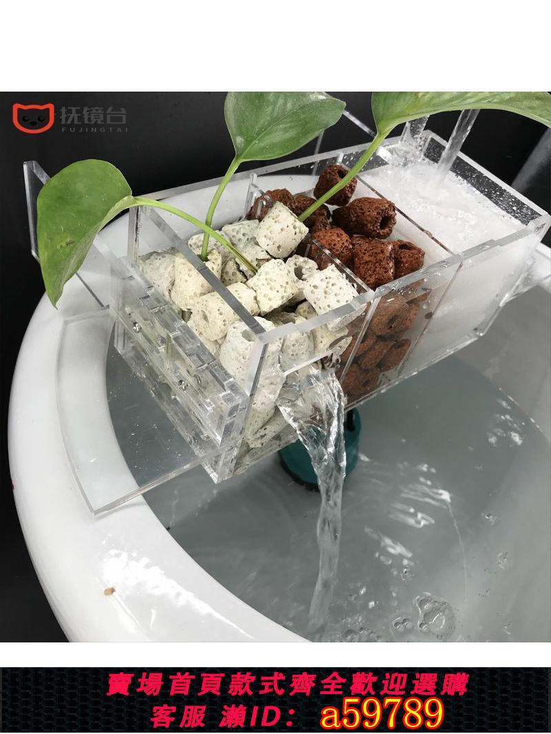 【臺灣公司 可打統編】荷花缸圓形陶瓷魚缸過濾器三合一魚盆圓缸上置過濾盒滴流槽大小型