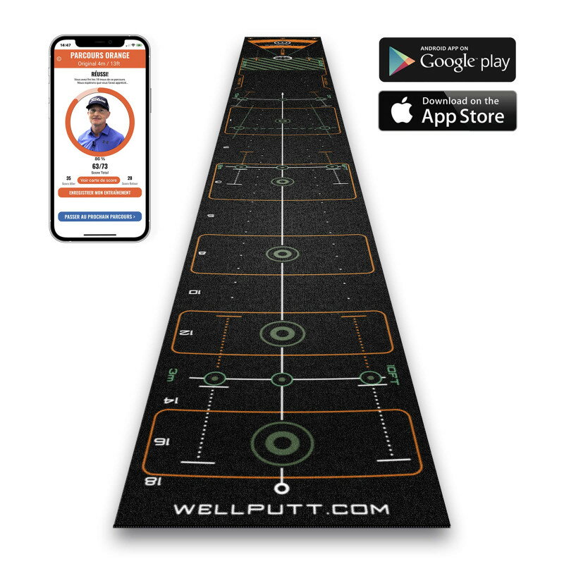 【WellPutt】 4M Black 推桿毯-黑色 高爾夫 推桿訓練推桿墊 室內推桿 推桿練習毯 法國原廠代理正品 【正元精密】