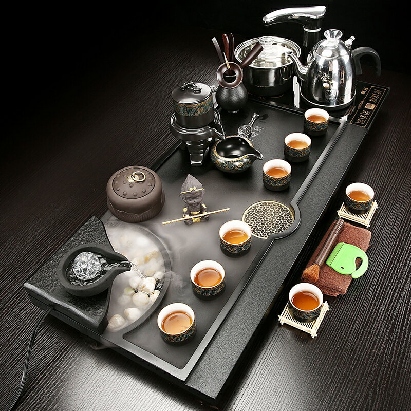 烏金石茶盤套裝家用會客喝茶流水石茶臺現代陶瓷簡約辦公茶具整套