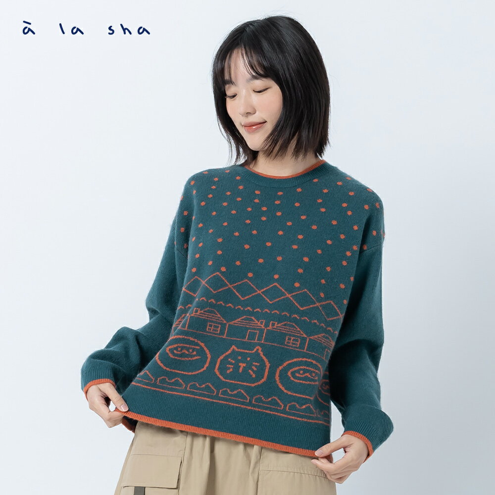 a la sha 貓咪方程式針織上衣