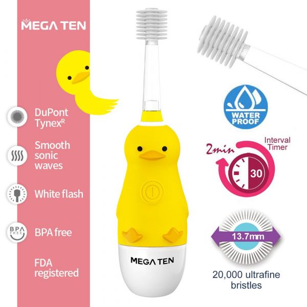 【愛吾兒】日本VIVATEC MEGA TEN 360兒童電動牙刷-小鴨
