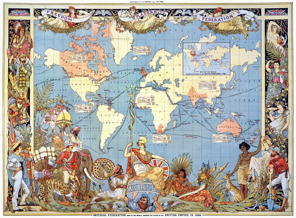 Posterazzi: Map British Empire 1886 Nmap 1886 Of The British Empire By ...