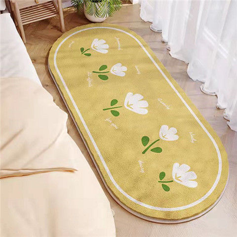 現代加厚仿羊絨床邊地毯臥室長條床邊毯客廳床前地毯茶幾沙發地毯