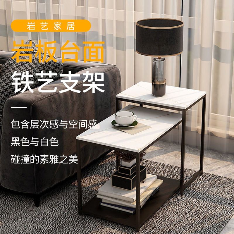 公司貨 沙發邊幾 邊櫃 沙發櫃 側邊桌櫃輕奢大理石客廳沙發邊幾巖板邊幾茶几小戶型窄邊簡約方形移動角幾