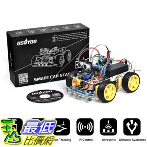 [107美國直購] US Robot Car Kit for Arduino Starter 4WD Bluetooth Tracking Gift Open Source