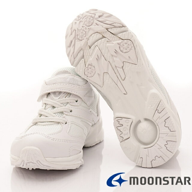 ★日本月星Moonstar機能童鞋閃電競速衝刺系列3E寬楦台灣限定全黑全白輕量鞋款011白(中小童段/中大童段) 6