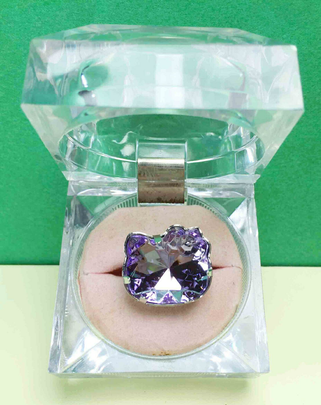 【震撼精品百貨】Hello Kitty 凱蒂貓 寶石戒指-紫 震撼日式精品百貨
