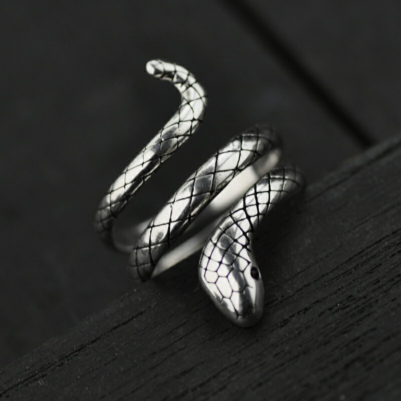 復古泰銀歐美風蛇形戒指女時尚個性ins潮網紅冷淡風小蛇纏繞指環