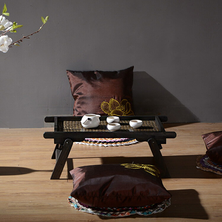 泰國風格家居裝飾飄窗小茶幾 創意特色竹編桌子 東南亞工藝品1入